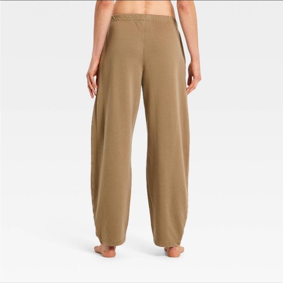 NEW Auden French Terry Barrel Leg Lounge Pants Brown - Picture 2 of 5